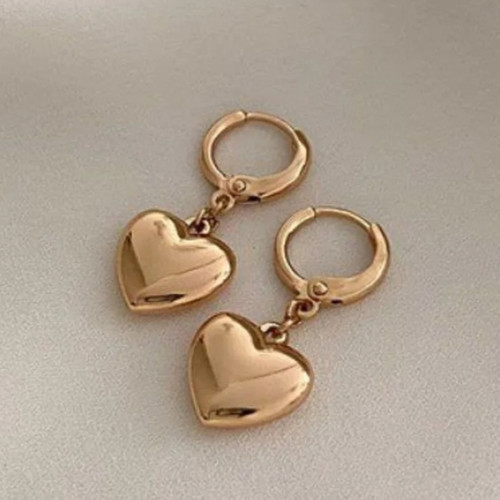 گوشواره قلبی آینه ای ژوپینگ رنگ طلایی رنگ ثابت ضدحساسیت سایز ۴